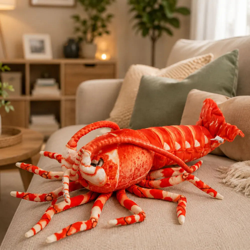Peluche crustacé rouge de 55 cm