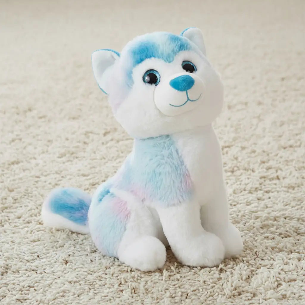 peluche husky bleu