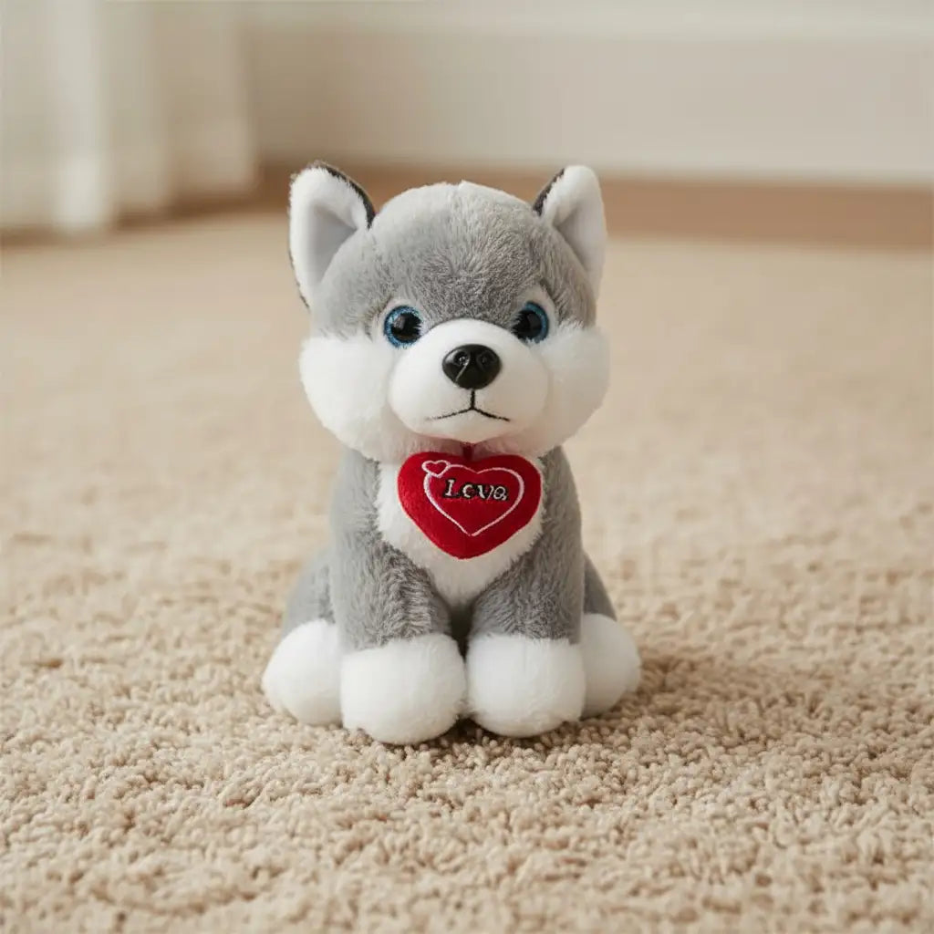 peluche husky coeur