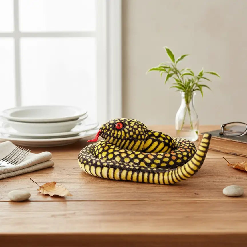 peluche jaune serpent