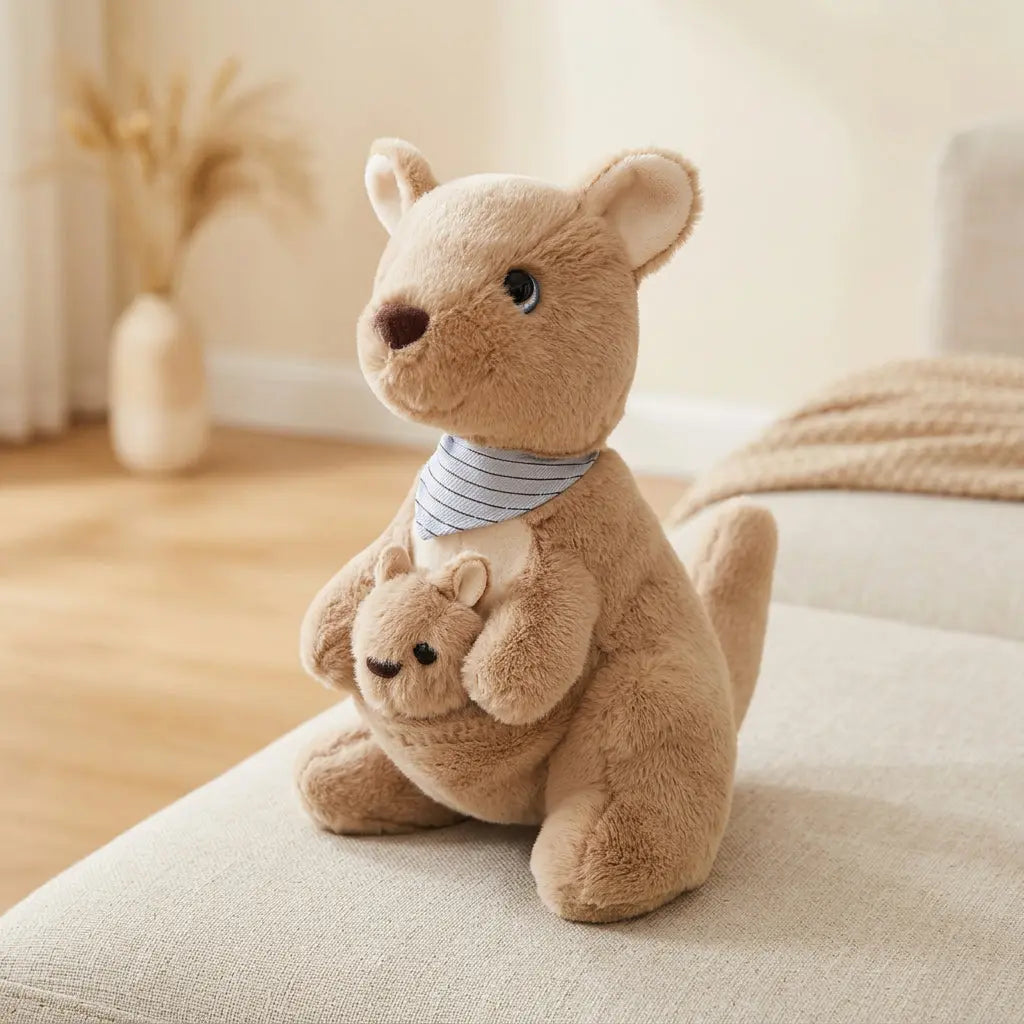 Kangaroo beige with son baby plush toy