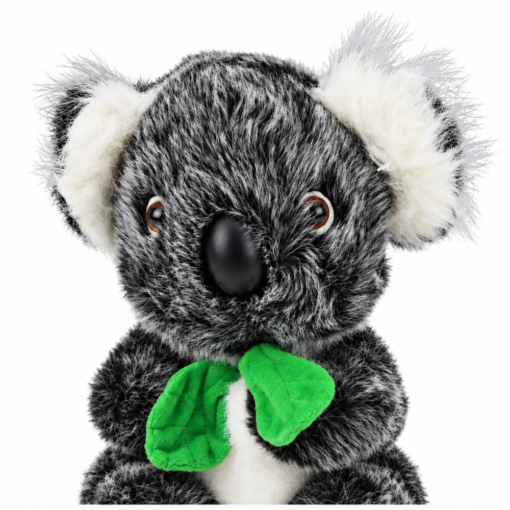 Grey koala with scarf green plush toy