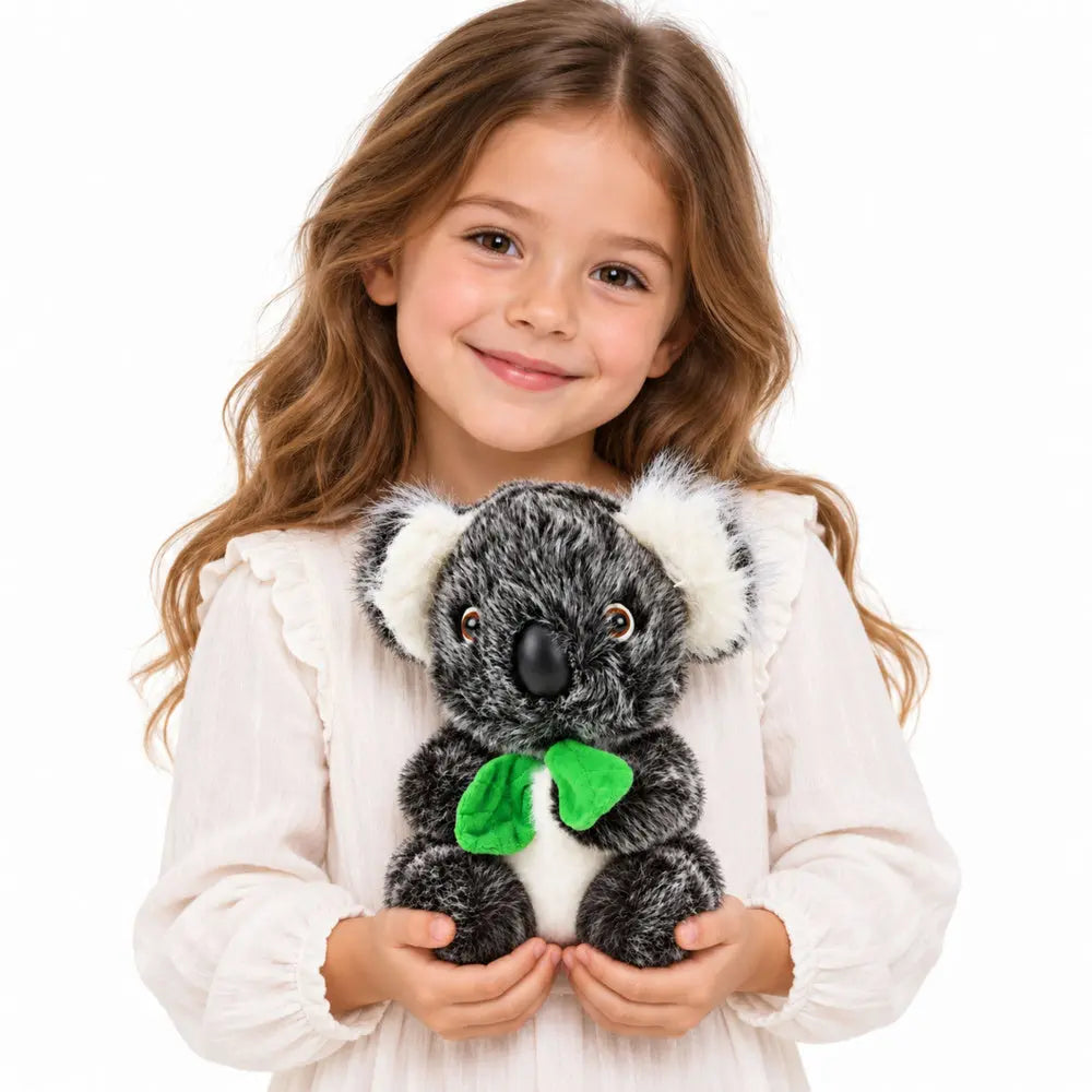 Grey koala with scarf green plush toy