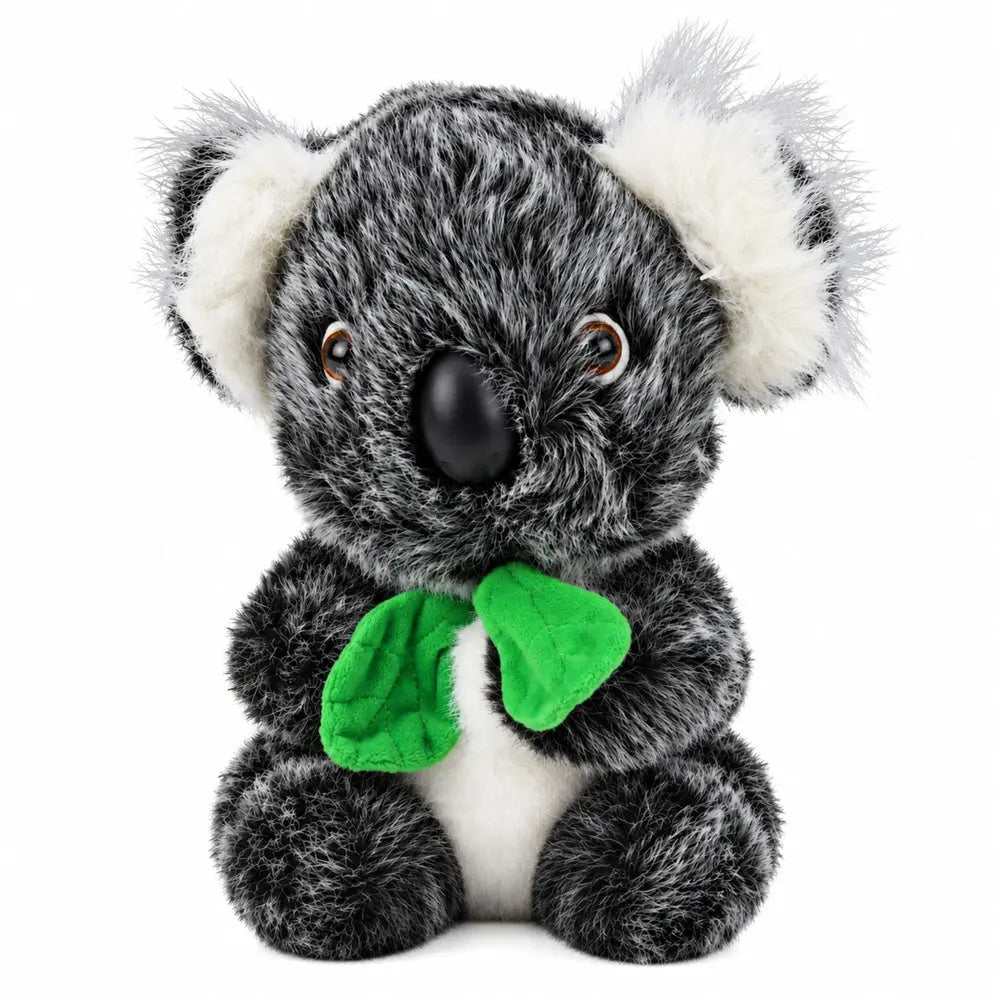 Grey koala with scarf green plush toy