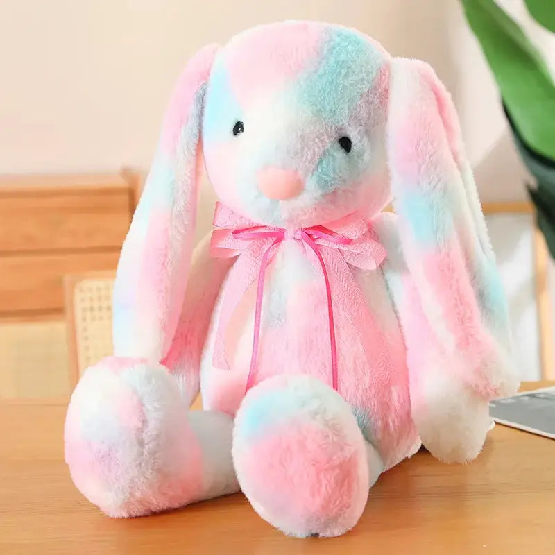 peluche lapin multicolore rose