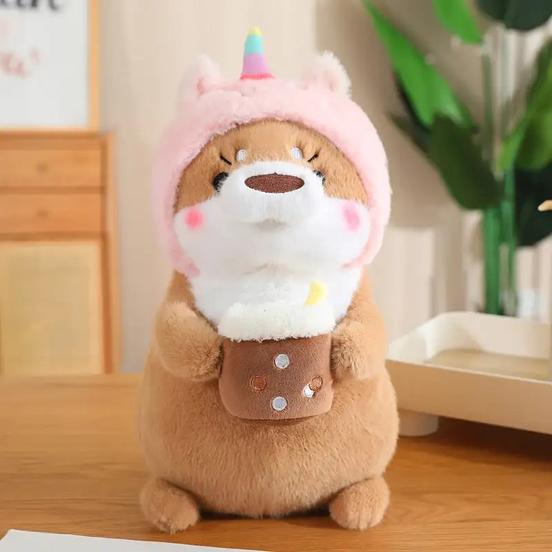 peluche loutre beige licorne