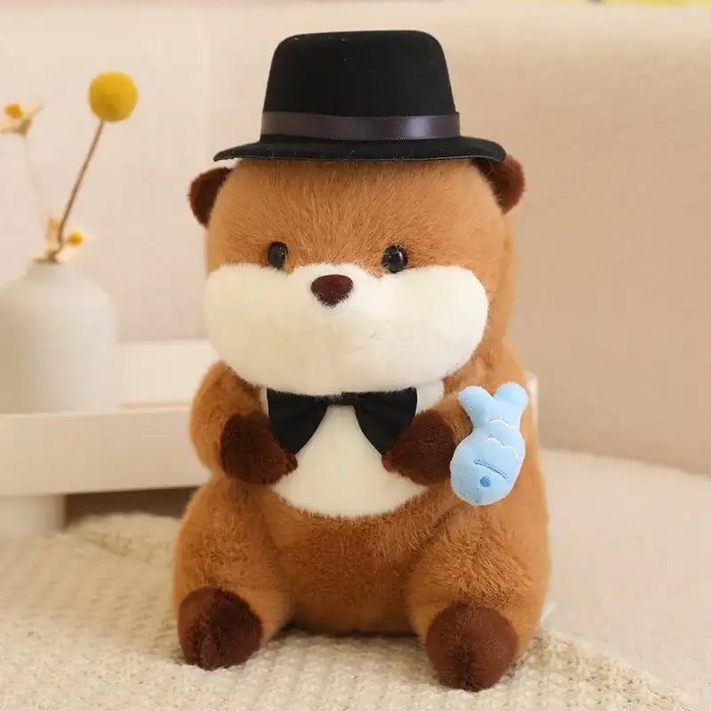 peluche loutre chapeau haut de forme