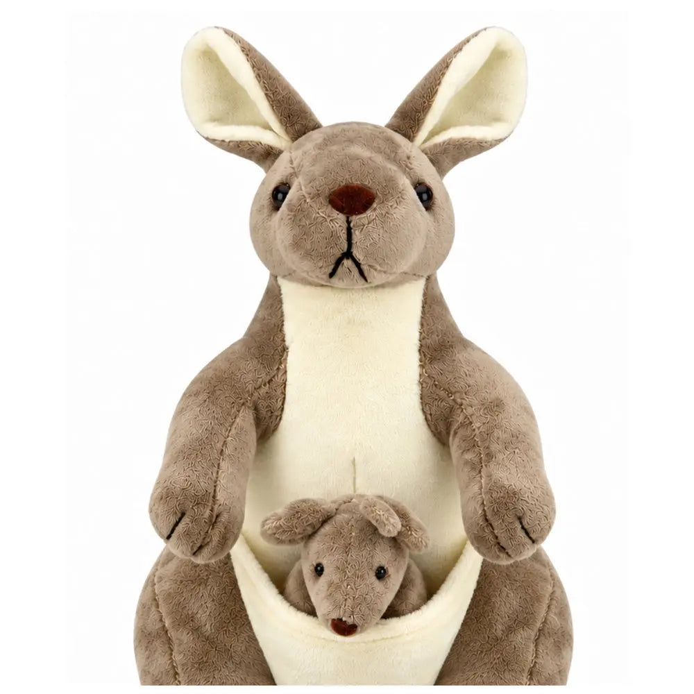 Mummy kangaroo beige with son little plush toy