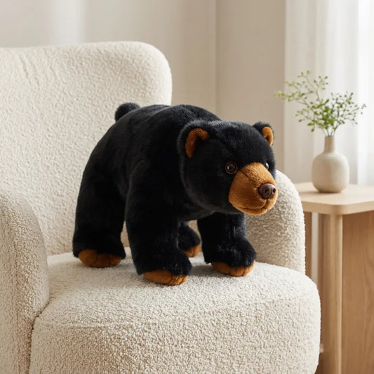 Peluche ours réaliste noir de 30 cm