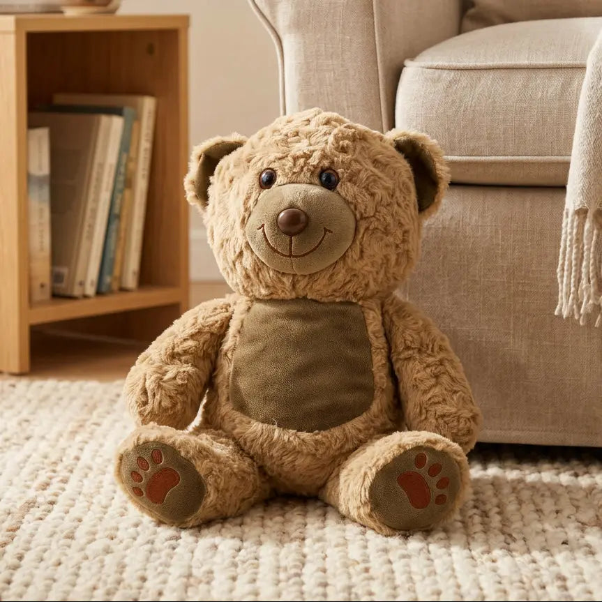 Brown Light bear with nœud blue plush toy