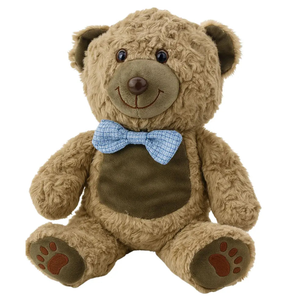 Brown Light bear with nœud blue plush toy