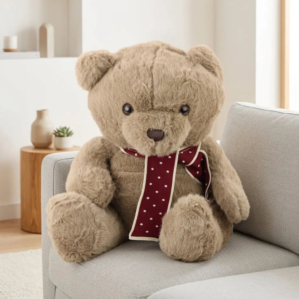 Brown Light bear with scarf plush toy