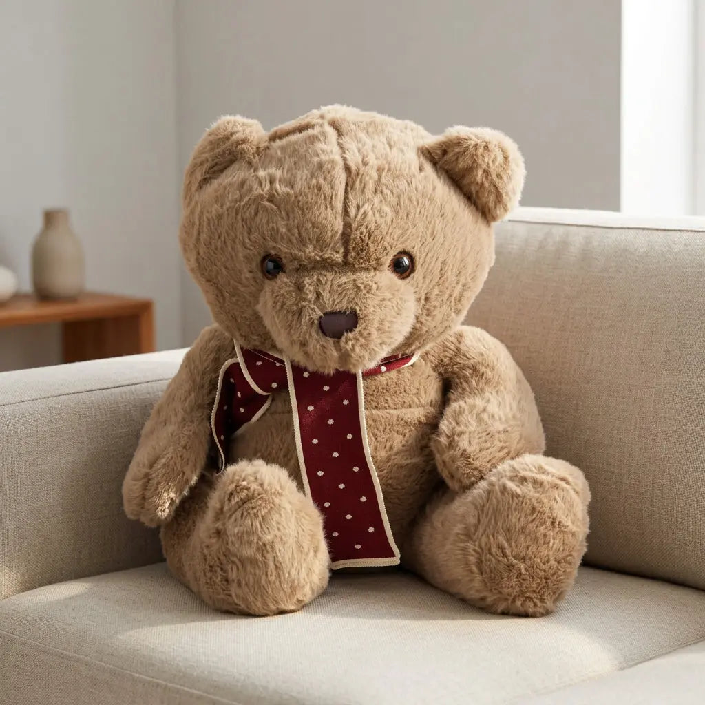 Brown Light bear with scarf plush toy