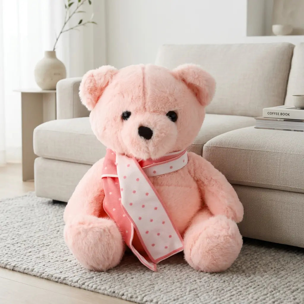 Pink teddy bear with scarf