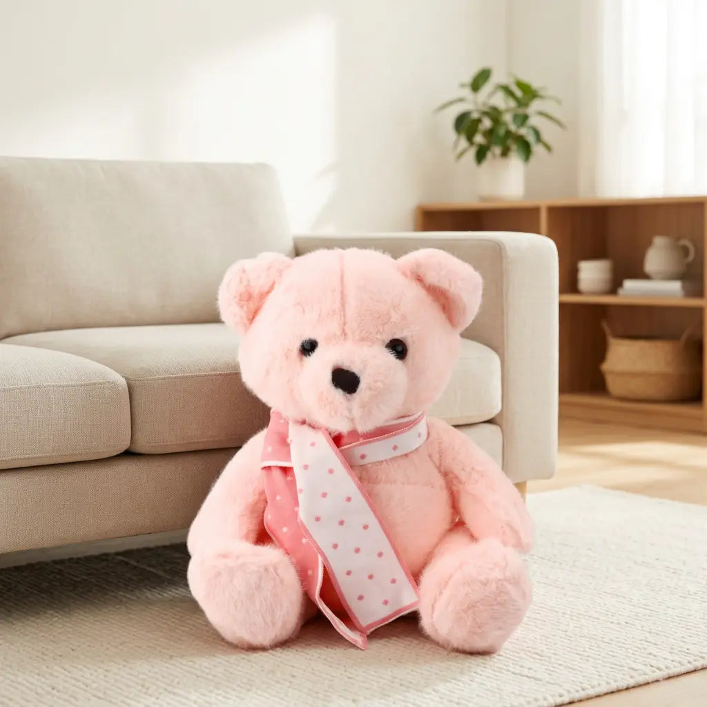 Pink teddy bear with scarf
