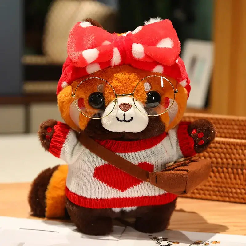 peluche panda roux kawaii rouge