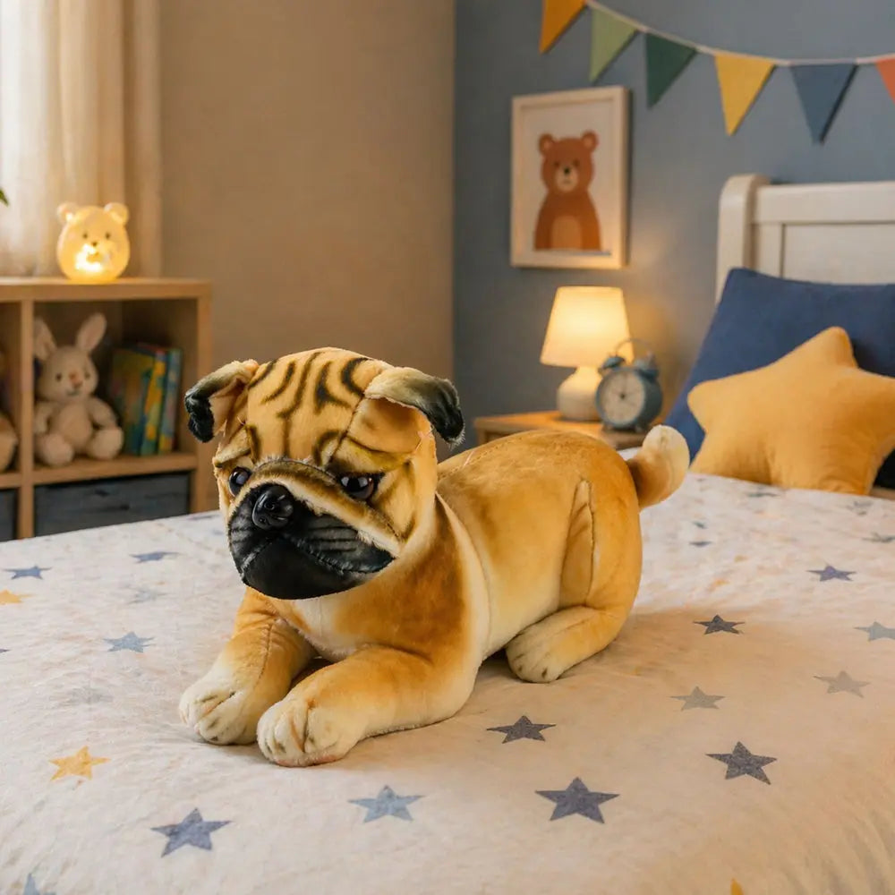 Beige Dog pug 25 cm plush toy