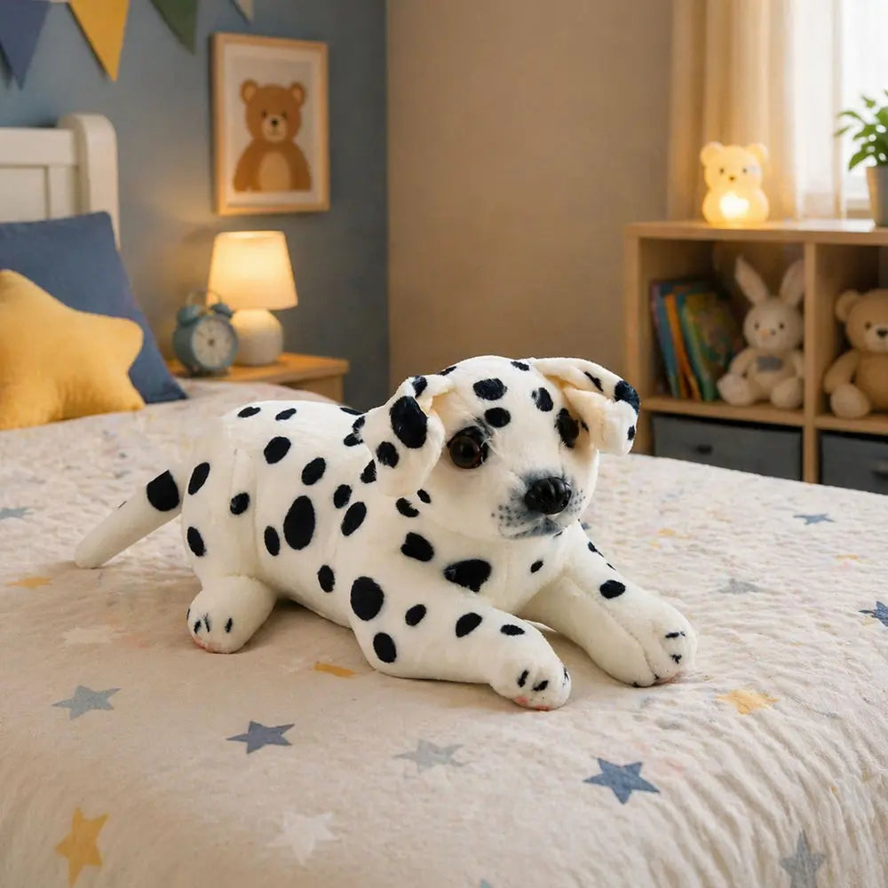 White Dalmatian with black spots plush toy