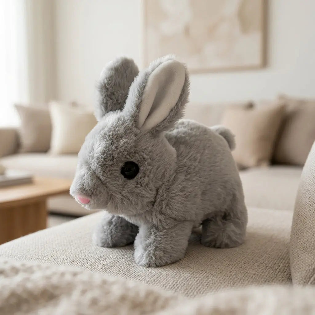Grey rabbit with long ears plush toy