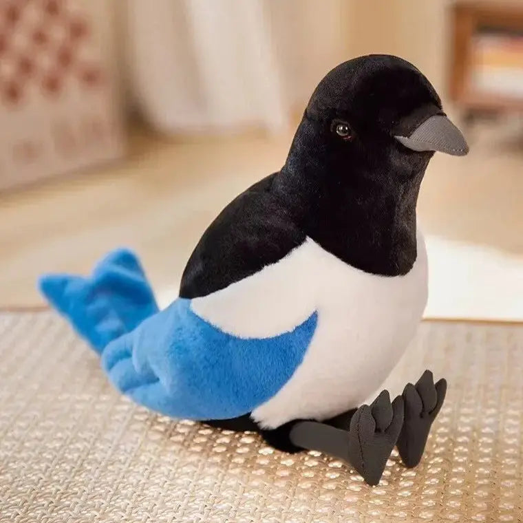 peluche de urraca azul