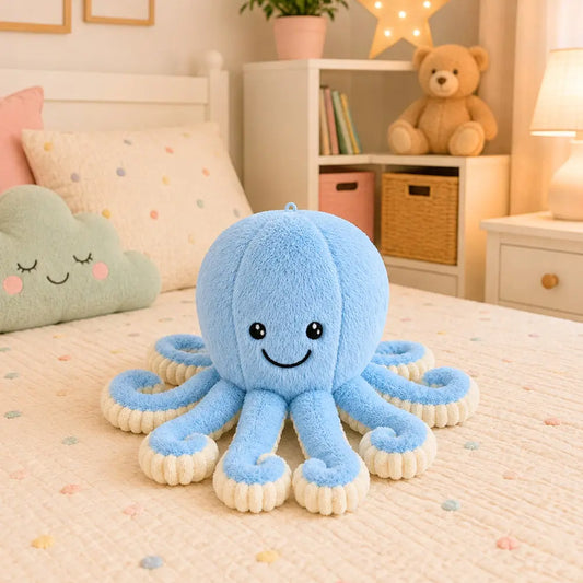 Blue octopus with long tentacles – 30 cm plush toy