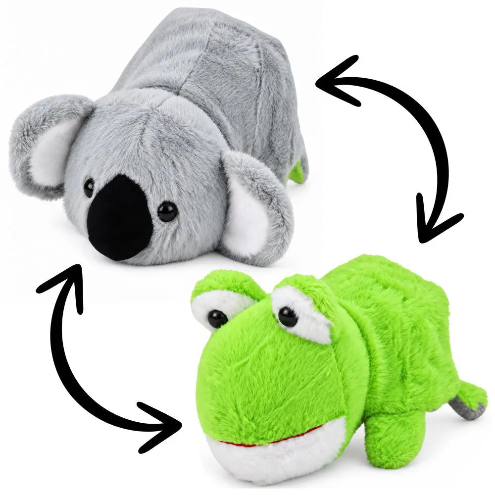Reversible koala and frog 25 cm plush toy