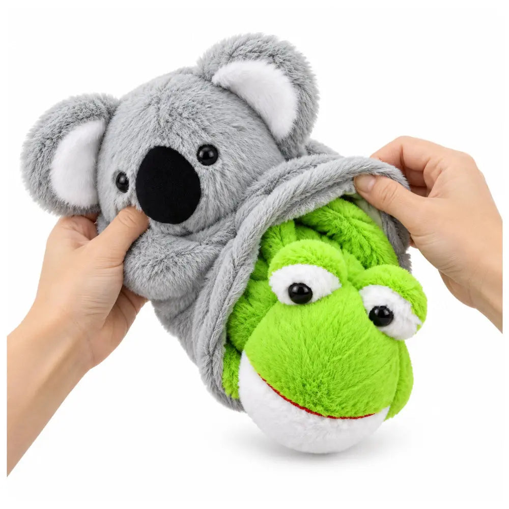 Reversible koala and frog 25 cm plush toy
