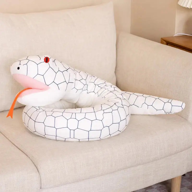 peluche serpent ecaille blanc