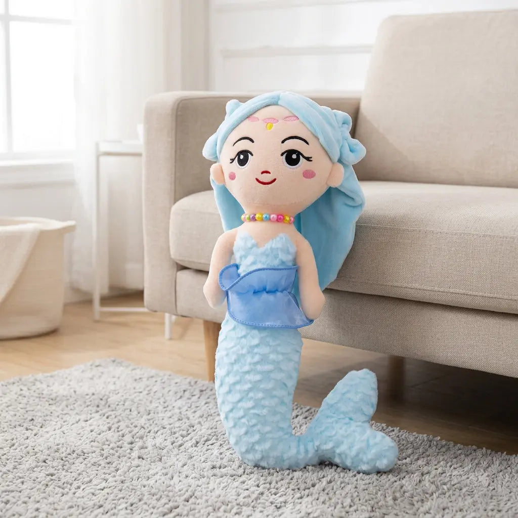 Blue Mermaid decorated of coraux plush toy