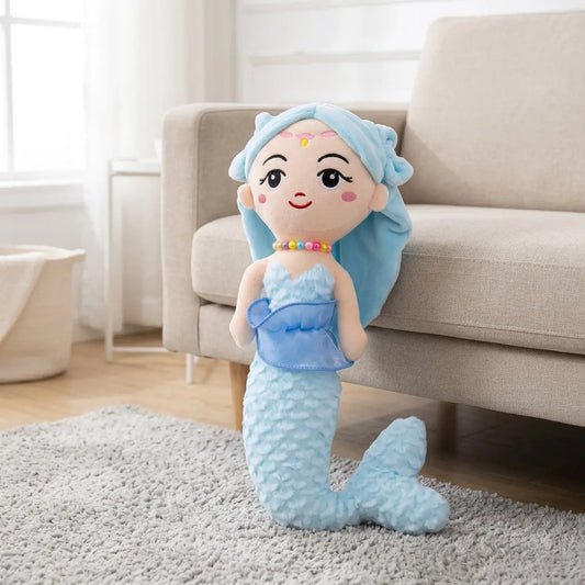 Blue Mermaid decorated of coraux plush toy