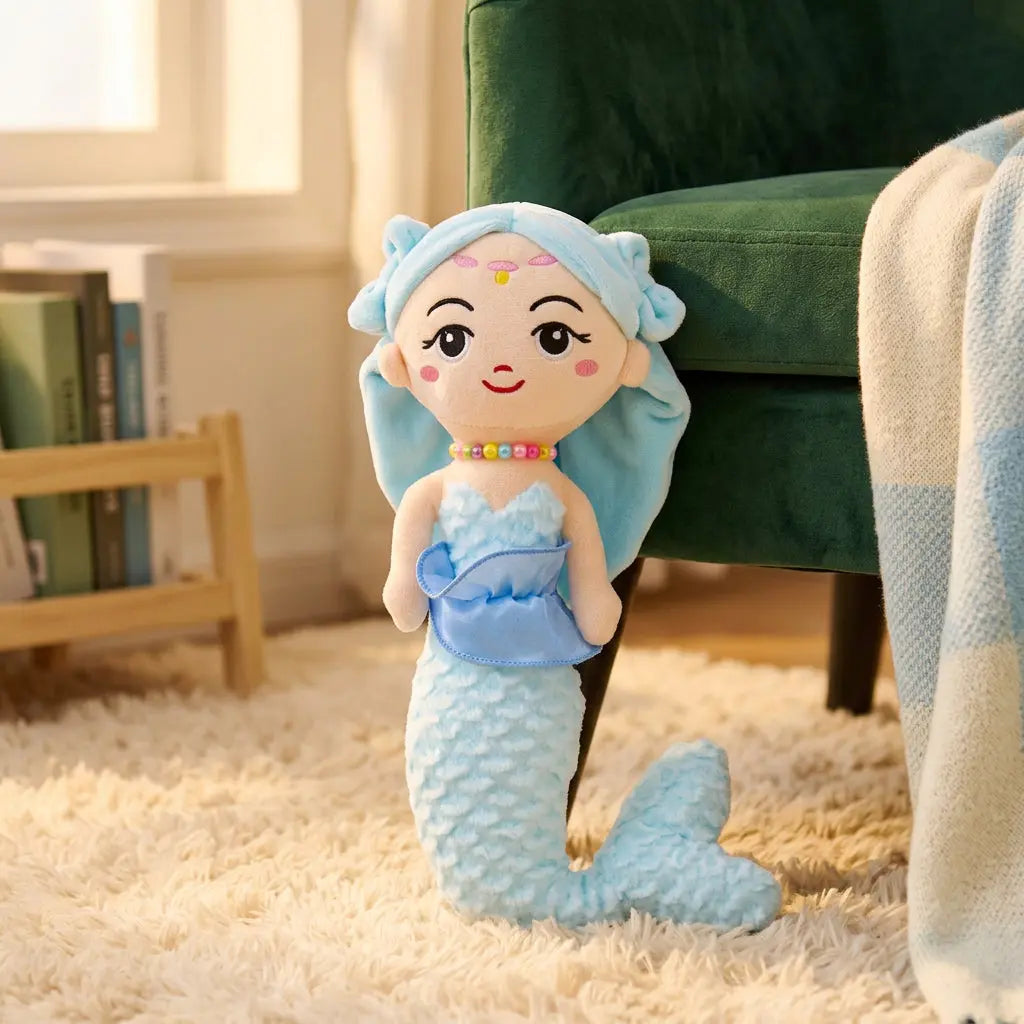 Blue Mermaid decorated of coraux plush toy