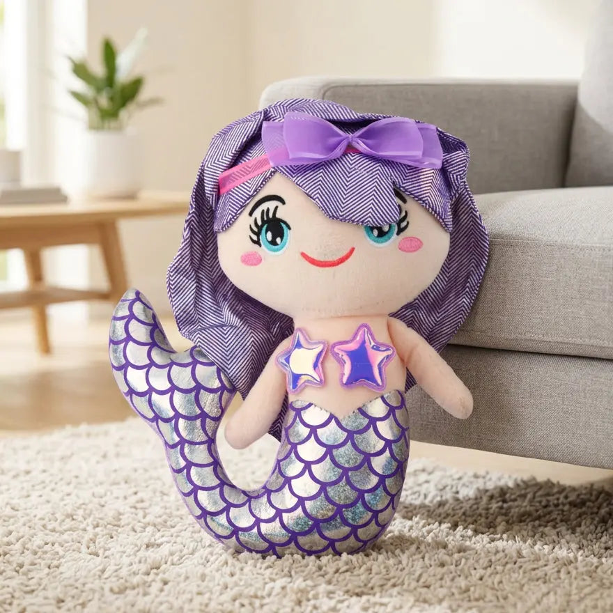 Purple Mermaid to tail shimmering plush toy