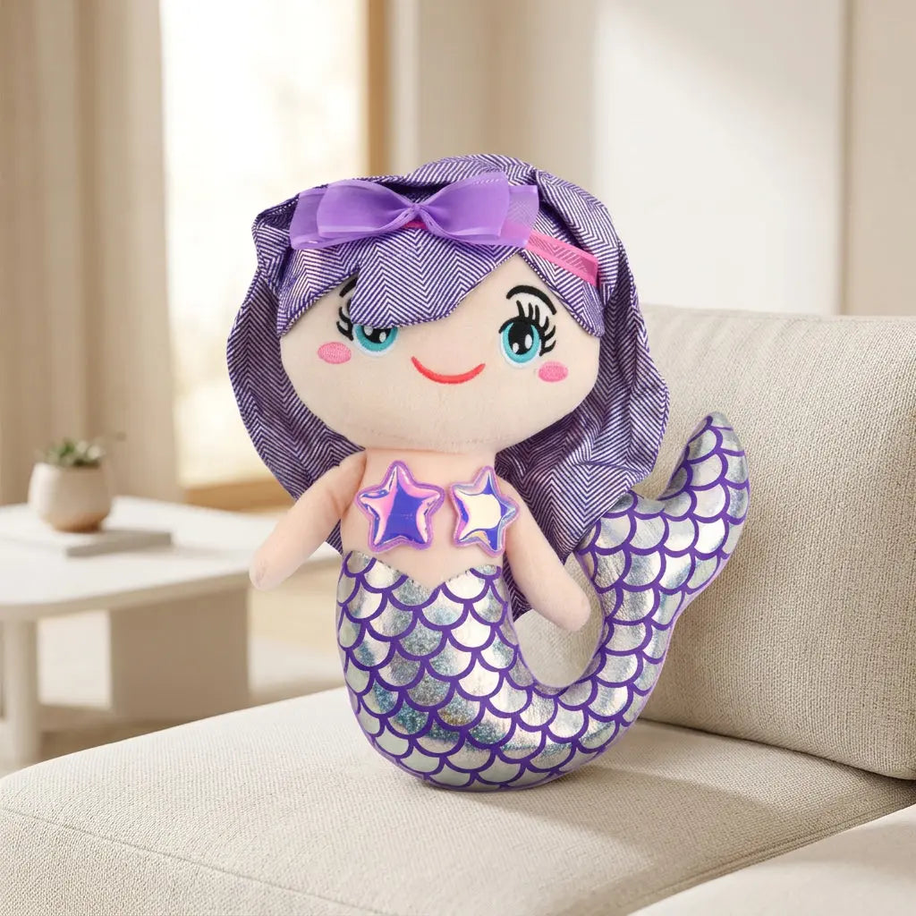 Purple Mermaid to tail shimmering plush toy