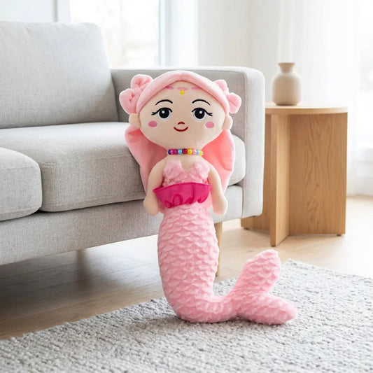 Pink Mermaid with beads decorative plush toy