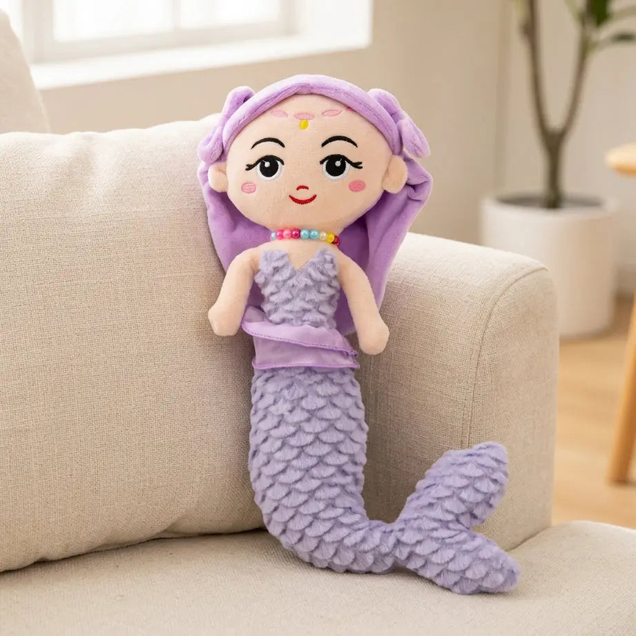 Purple Mermaid decorated of coraux plush toy