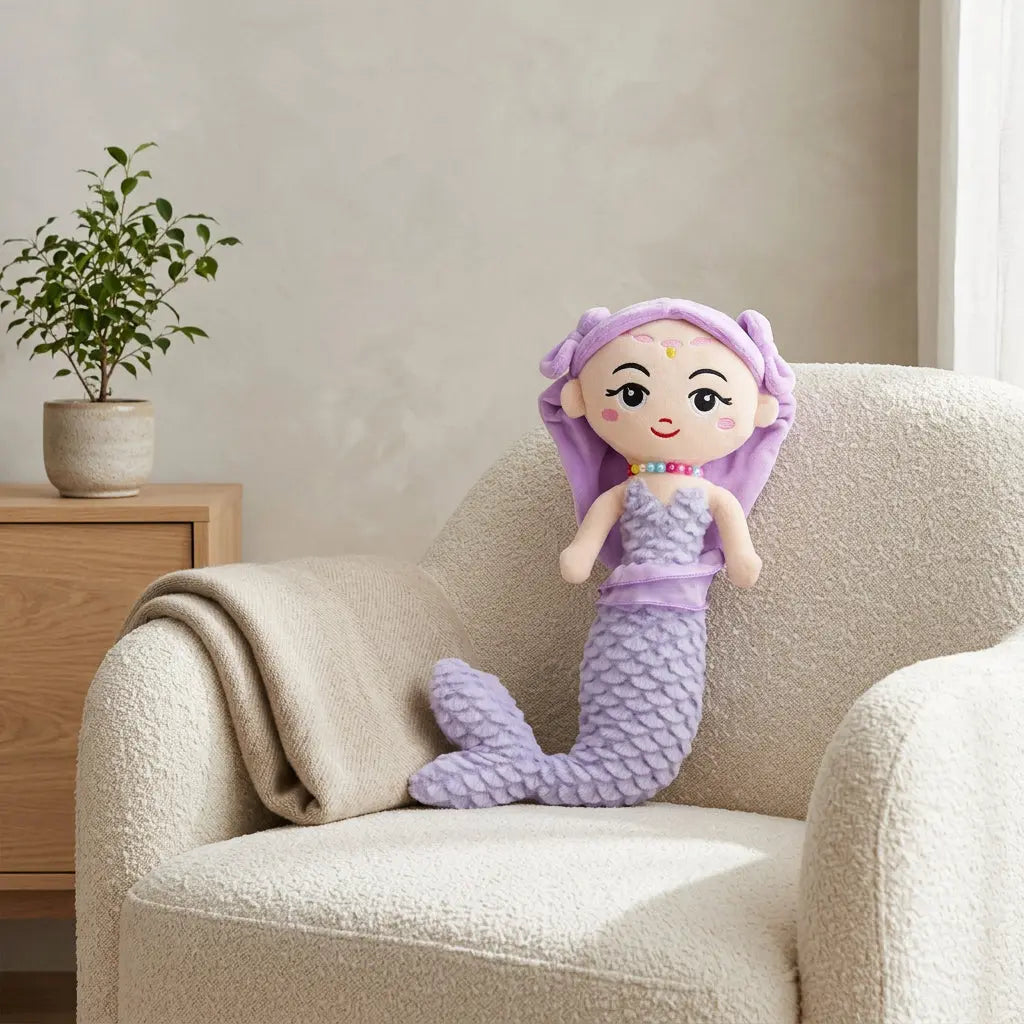 Purple Mermaid decorated of coraux plush toy