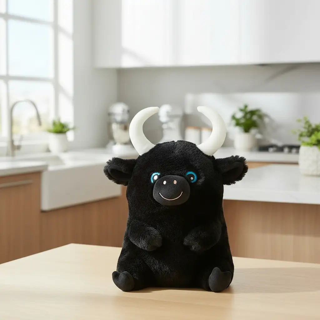 peluche taureau noir mignon