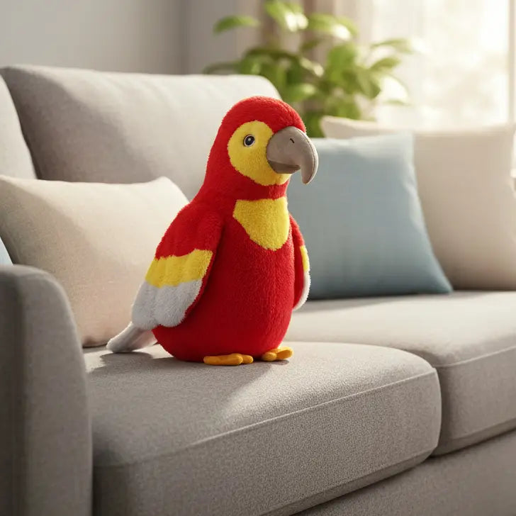 perroquet rouge peluche